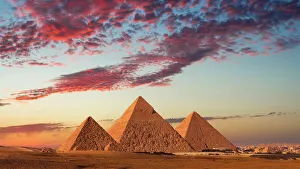Sunset at the Pyramids, Giza, Cairo, Egypt Sunset at the Pyramids, Giza, Cairo, Egypt