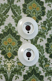 Switches for light and door, interior of a house from the 1950s, North Rhine-Westphalia Switches for light and door, interior of a house from the 1950s, North Rhine-Westphalia