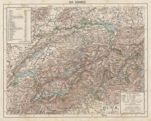 Switzerland, Topographic map, published in 1881 Switzerland, Topographic map, published in 1881