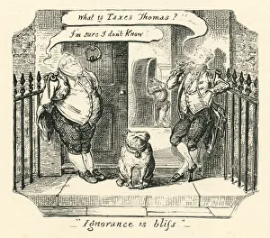 Tax humour ignorance is bliss Cruikshank 19th century cartoon Tax humour ignorance is bliss Cruikshank 19th century cartoon