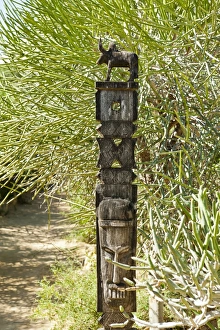 Totem carved from wood, arboretum of Tulear or Toliara, Madagascar Totem carved from wood, arboretum of Tulear or Toliara, Madagascar