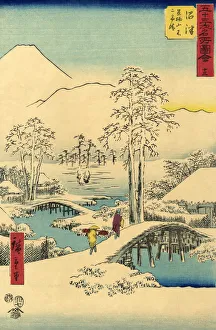 Traditional Japanese Woodblock snow scene Traditional Japanese Woodblock snow scene