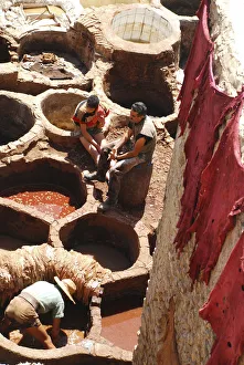 Traditional tanneries and dyeworks Fes Morocco Traditional tanneries and dyeworks Fes Morocco