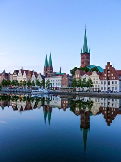 Trave river and the historic centre of LAOEbeck, Germany Trave river and the historic centre of LAOEbeck, Germany