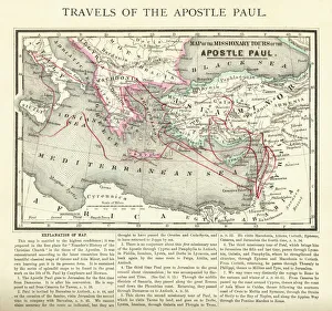 Travels of The Apostle Paul Map Engraving Travels of The Apostle Paul Map Engraving