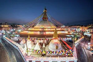 Twilight at the Boudhanath Stupa in Kathmandu, Nepal Twilight at the Boudhanath Stupa in Kathmandu, Nepal