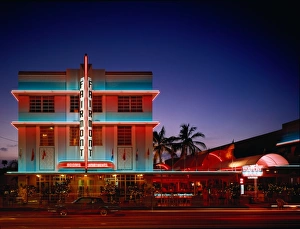 USA, Florida, Miami, Art Deco Historic District, Fairmont Hotel at night USA, Florida, Miami, Art Deco Historic District, Fairmont Hotel at night