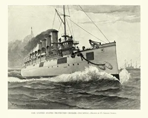 USS Columbia (C-12), United States Navy Warship, protected cruiser, 1890s USS Columbia (C-12), United States Navy Warship, protected cruiser, 1890s