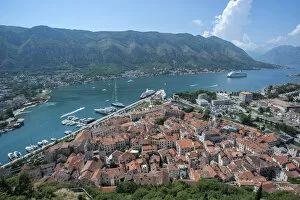 Montenegro Collection: View of Bay of Kotor and Old Town, Kotor, Montenegro