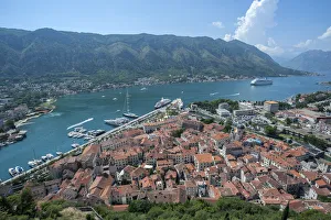 View of Bay of Kotor and Old Town, Kotor, Montenegro View of Bay of Kotor and Old Town, Kotor, Montenegro