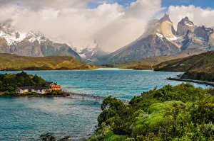 View of glacier lake and Cuernos del Paine View of glacier lake and Cuernos del Paine