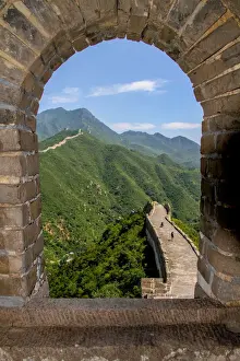 UNESCO World Heritage Site Tourism Prints: A view of the great wall through a window