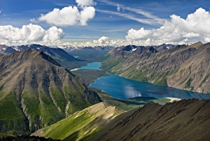 View of Kathleen Lake from Kings Throne Mountain, Kluane National Park, Yukon, Canada View of Kathleen Lake from Kings Throne Mountain, Kluane National Park, Yukon, Canada