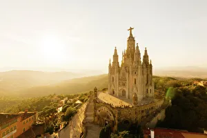 View of the Temple of the Sacred Heart of Jesus at Tibidabo mountain, Barcelona View of the Temple of the Sacred Heart of Jesus at Tibidabo mountain, Barcelona