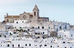View of the town with the cathedral, Ostuni, Apulia, Italy View of the town with the cathedral, Ostuni, Apulia, Italy