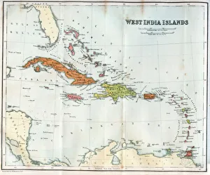 Vintage map of the West India Islands 1860s Vintage map of the West India Islands 1860s