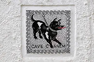 Warning sign, Cave canem, beware of the dog, Lake Maggiore, Switzerland, Europe Warning sign, Cave canem, beware of the dog, Lake Maggiore, Switzerland, Europe