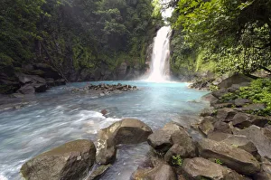 Water fall at the Rio Celeste, Tenorio National Park, Guanacaste, Costa Rica, Central America Water fall at the Rio Celeste, Tenorio National Park, Guanacaste, Costa Rica, Central America