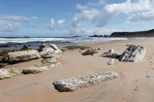 White Park Bay or Whitepark Bay with white limestone rocks, Antrim Coast, County Antrim, Northern Ireland White Park Bay or Whitepark Bay with white limestone rocks, Antrim Coast, County Antrim, Northern Ireland