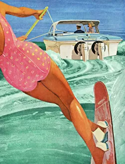 Fine arts Collection: Woman Waterskiing