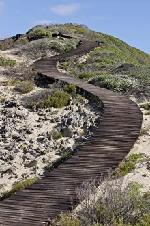 Wooden walkway leading to The Point at Robberg Nature Reserve, South Africa Wooden walkway leading to The Point at Robberg Nature Reserve, South Africa