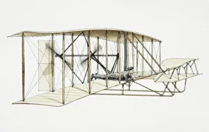 The Wright brothers 1903 Flyer plane, side view The Wright brothers 1903 Flyer plane, side view