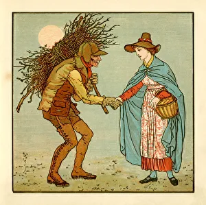 Young lady meeting an old man clothed all in leather Young lady meeting an old man clothed all in leather