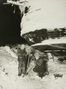 Captain Worsley and Reginald James taking observations Captain Worsley and Reginald James taking observations