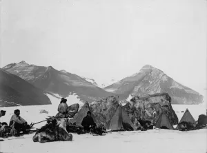 Christmas day camp by two large boulders Christmas day camp by two large boulders