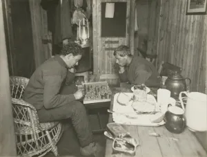 The night watchmen, having a game of chess The night watchmen, having a game of chess