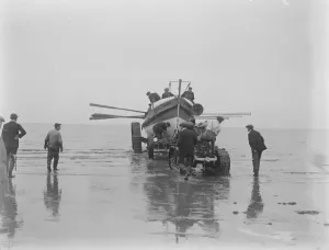 RNLI Prints: Motor Tractor Launches Lifeboat at Hunstanton Print
