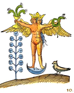 ALCHEMY - Rosarium Philosophorum'. Figure from the 1550 edition of the Rosarium Philosophorum ALCHEMY - Rosarium Philosophorum'. Figure from the 1550 edition of the Rosarium Philosophorum