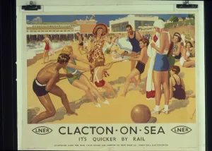 Clacton-on-Sea poster - Its quicker by rail - BTW trans rail Clacton-on-Sea poster - Its quicker by rail - BTW trans rail