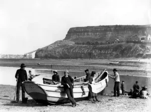 An early fishing boat called a coble at Whitby in Yorkshire, Fish where the fish are An early fishing boat called a coble at Whitby in Yorkshire, Fish where the fish are