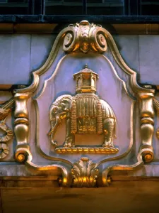 Elephant as symbol on the facade of a building which once served the Indian trade company Elephant as symbol on the facade of a building which once served the Indian trade company
