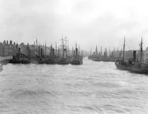 The Herring Fishing fleet moored in harbour at Great Yarmouth , Norfolk , England The Herring Fishing fleet moored in harbour at Great Yarmouth , Norfolk , England