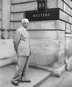 A photograph of a prominent Indian journalist in London