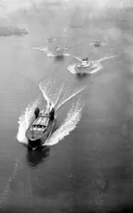 London Royal barge and its attendance motor torpedo boats, for the opening of the London Royal barge and its attendance motor torpedo boats, for the opening of the