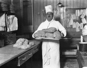 M Latry, the famous chef at the Savoy Hotel, with haggis in readiness for the M Latry, the famous chef at the Savoy Hotel, with haggis in readiness for the