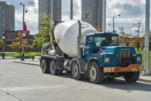 Mack 8 wheeler cement mixer truck, parked up very close to the CN tower (out of shot) Mack 8 wheeler cement mixer truck, parked up very close to the CN tower (out of shot)