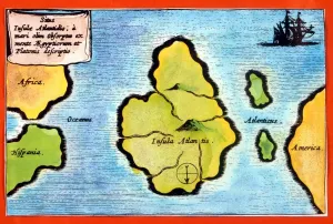 Plato Prints: Atlantis Map Print from Kircher's Mundus Subterraneus