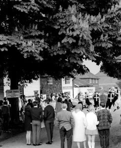 Morris dancing by the village green in Ide Hill, Kent. 1970 Morris dancing by the village green in Ide Hill, Kent. 1970