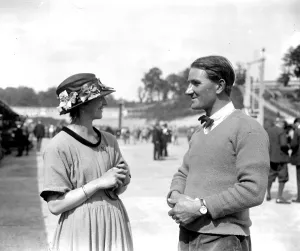 Motor Racing at Brooklands. Mr Bedford, Winner of the light Car Handicap being congratulated Motor Racing at Brooklands. Mr Bedford, Winner of the light Car Handicap being congratulated