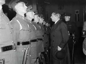 Mr Hore Belisha opens the Territorial Drill Hall in Lamorbey, Kent Mr Hore Belisha opens the Territorial Drill Hall in Lamorbey, Kent