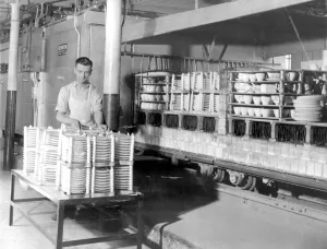 Pottery for export - The delivery end of the very latest thing in electrically fired Pottery for export - The delivery end of the very latest thing in electrically fired