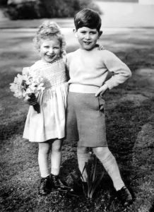 Prince Charles and his sister Princess Anne happy together in the garden of Royal Lodge Prince Charles and his sister Princess Anne happy together in the garden of Royal Lodge