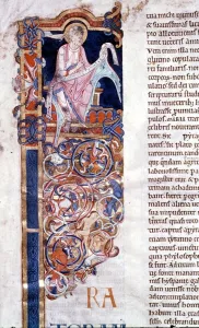 St Jerome writing his preface with hand of God on left St Jerome writing his preface with hand of God on left