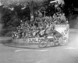 TT races on the Isle Of Man, Great Britain. Jimmy Guthrie on his Norton motorbike TT races on the Isle Of Man, Great Britain. Jimmy Guthrie on his Norton motorbike