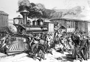 West Virginia - The Baltimore and Ohio railroad strike - the disaffected workmen dragging West Virginia - The Baltimore and Ohio railroad strike - the disaffected workmen dragging