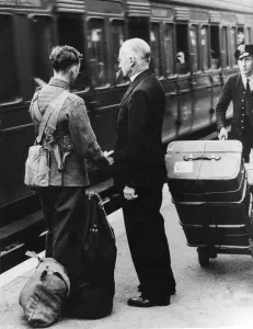 World War II - The Vicar of Sidcup says goodbye to his son, a volunteer in the Artists World War II - The Vicar of Sidcup says goodbye to his son, a volunteer in the Artists